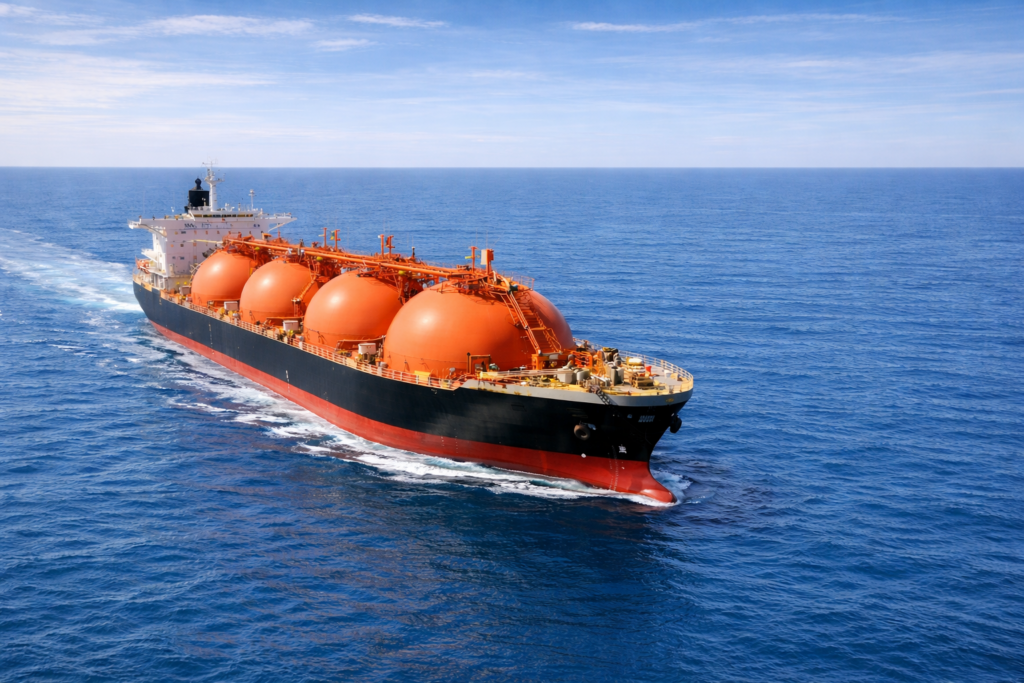 LNG carrier on a bright ocean day