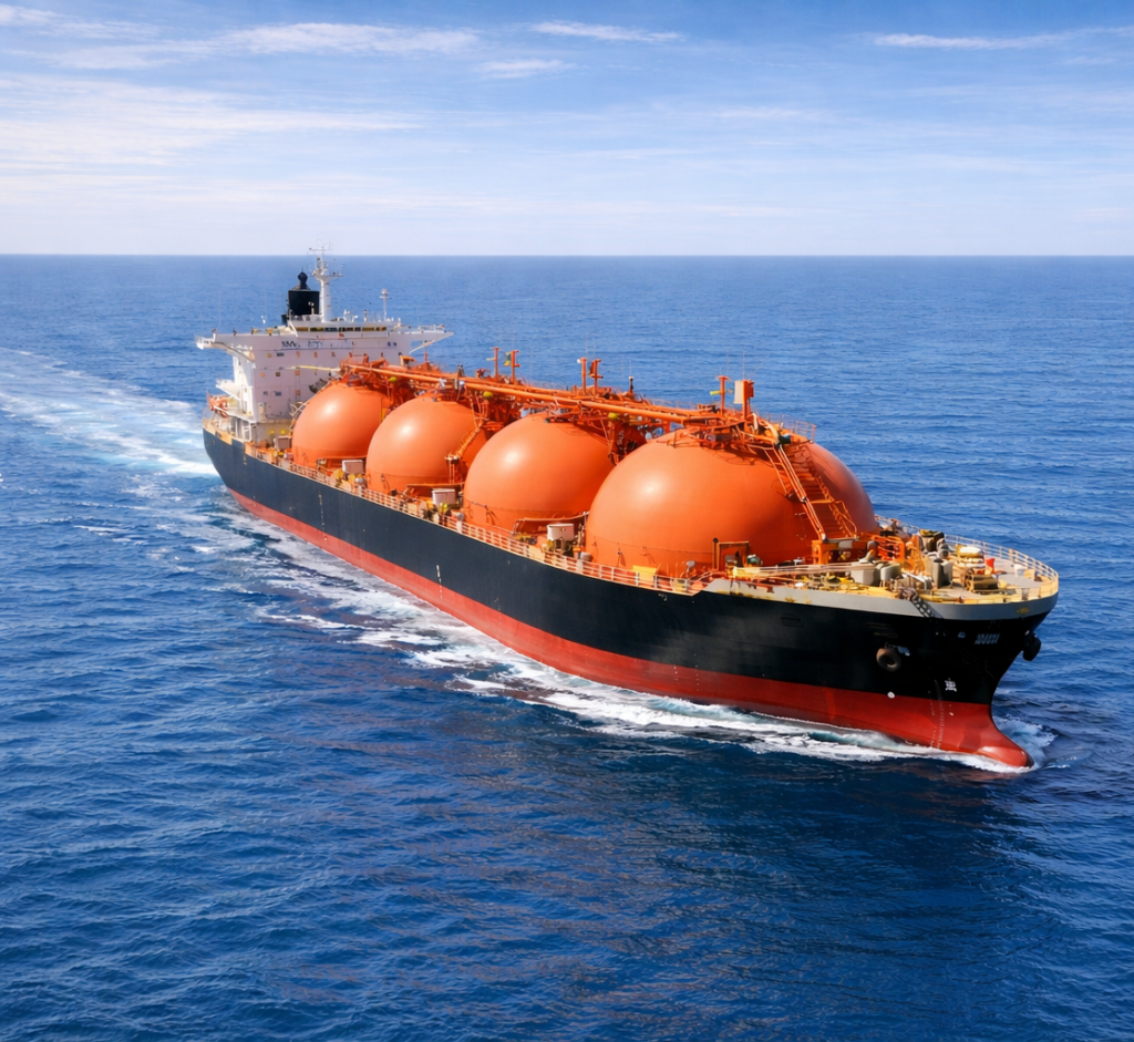 LNG carrier on a bright ocean day