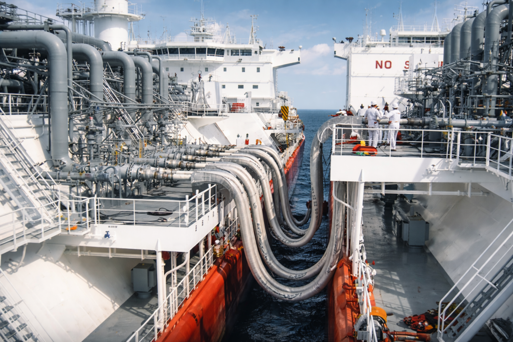 LNG transfer operation at sea
